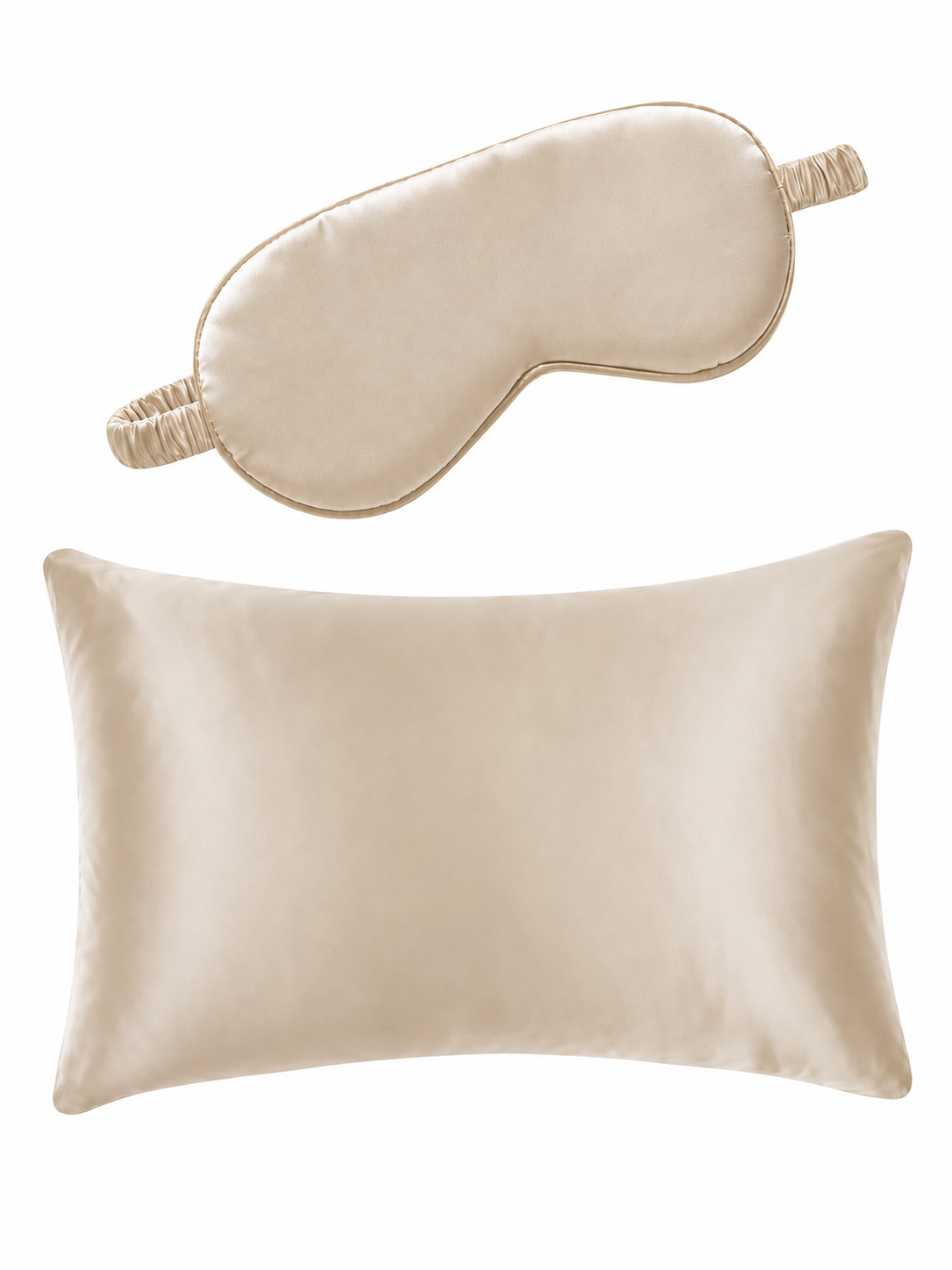 Luxury Satin Pillow Case and Eye Mask - Beige
