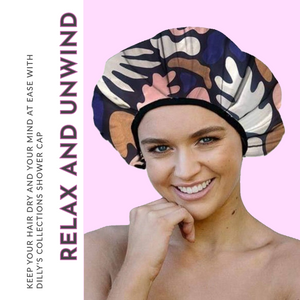 Shower Cap - Microfibre Lined - Extra Large - Abstract Print - Dilly's Collections - Hair Beauty and Lifestyle Products Australia