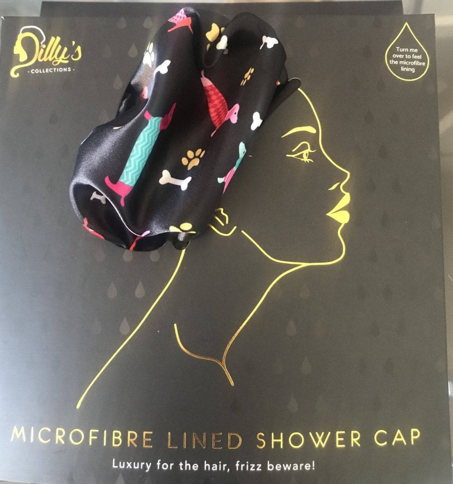 Dogs Print Shower Cap - Microfibre Lined - Small to Medium - Dilly's Collections -  Hair Beauty and Lifestyle Products Australia