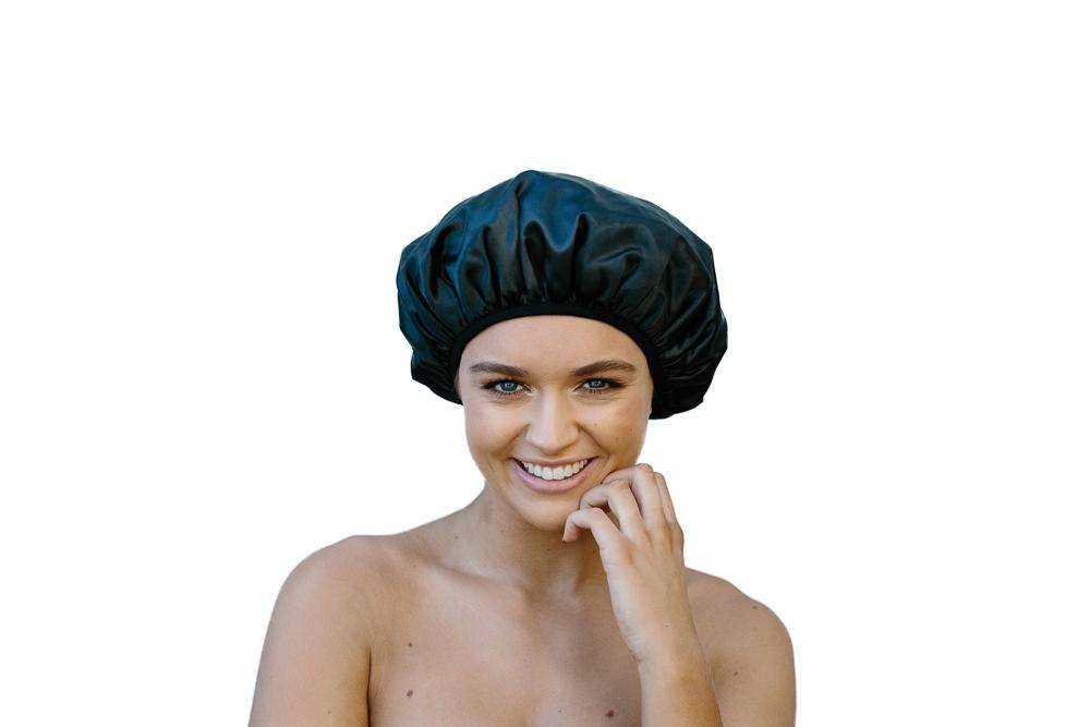 Black Shower Cap - Small to Medium - Microfibre Lined - Dilly's Collections - Hair Beauty and Lifestyle Products Australia