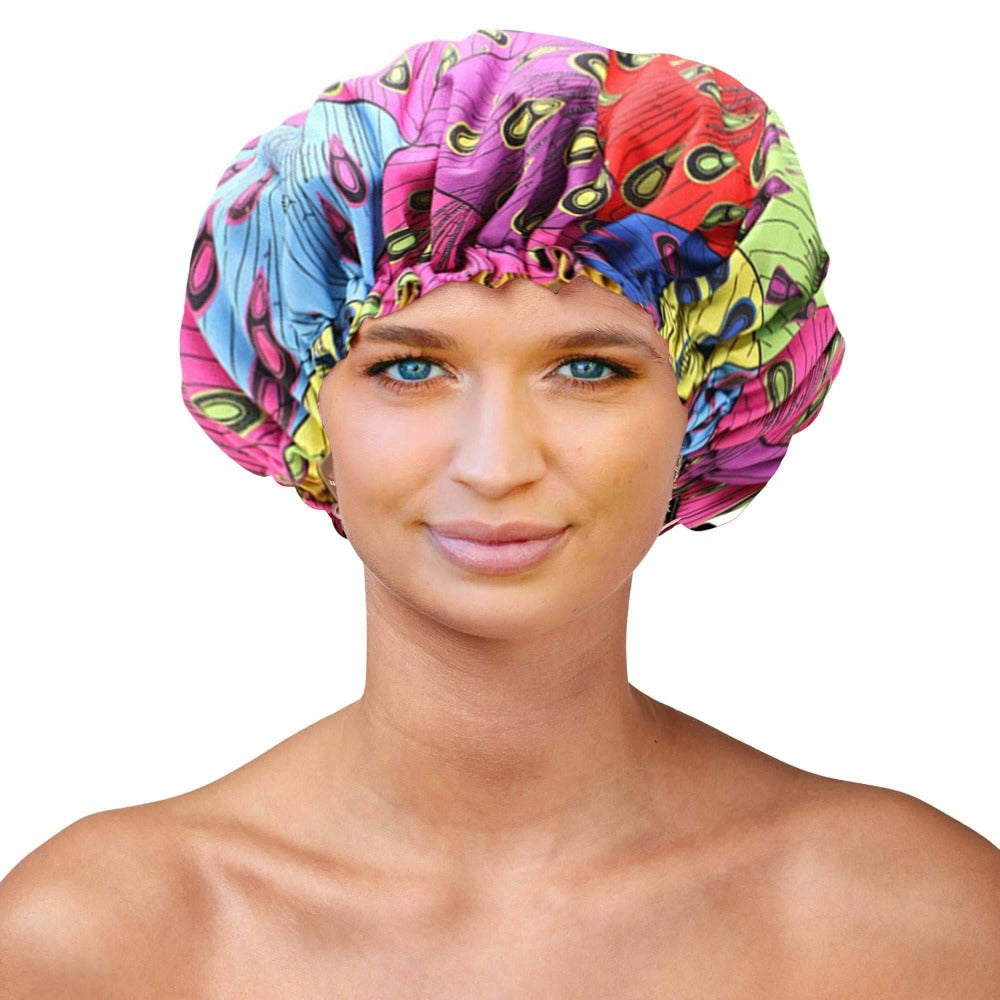 Sleeping Cap - Rainbow Print Satin - Extra Large - Dilly's Collections - Hair Beauty and Lifestyle Products Australia