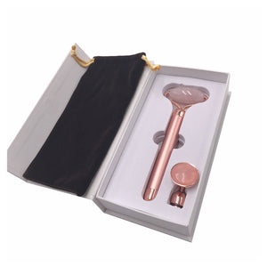 Facial Roller - Rose Quartz - 2-in-1 Vibrating - Battery - Dilly's Collections -  Hair Beauty and Lifestyle Products Australia