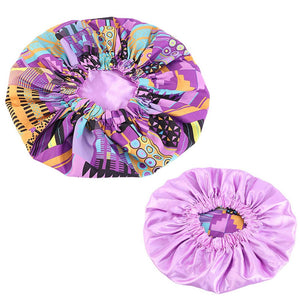 Sleeping Cap - Satin - Purple Geometric Print - Dilly's Collections -  Hair Beauty and Lifestyle Products Australia