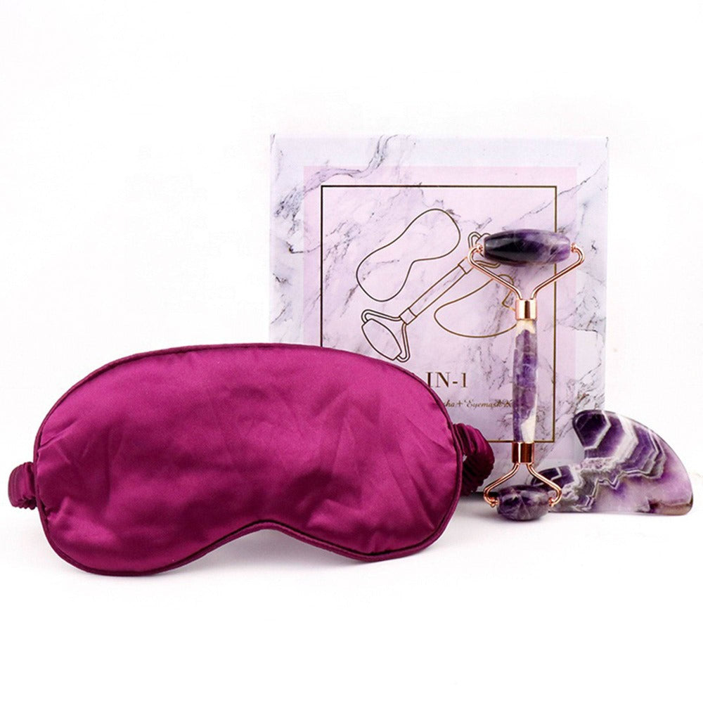 Facial Roller - Amethyst - Gua Sha Set & Eye Mask - Purple - Dilly's Collections -  Hair Beauty and Lifestyle Products Australia