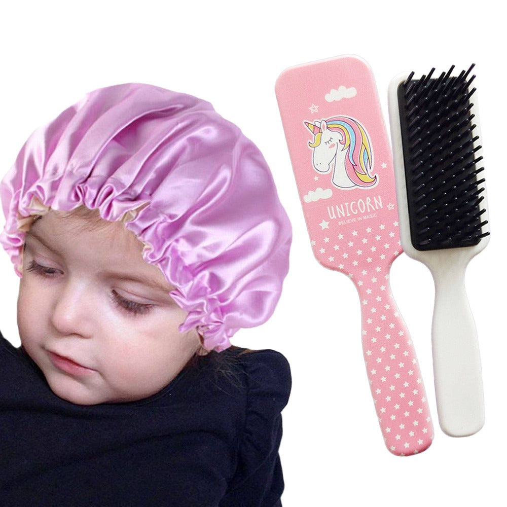 Sleeping Cap and Hair Brush - For Baby/Toddler - Unicorn Print - Dilly's Collections -  Hair Beauty and Lifestyle Products Australia