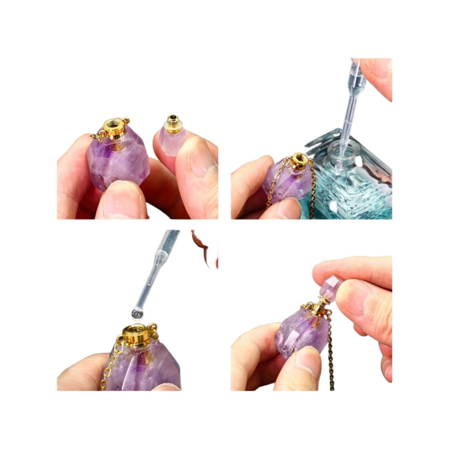 Purple Quartz Essential Oil Bottle Necklace - Dilly's Collections - Hair Beauty and Lifestyle Products Australia