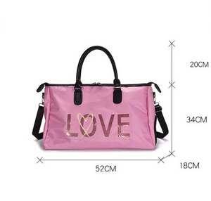 Duffle Bag - With Shoe Storage - Pink 'Love' - Dilly's Collections - Hair Beauty and Lifestyle Products Australia