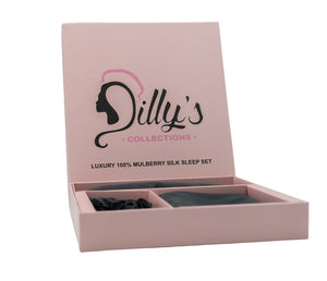 Silk Pillowcase Sleep Set - Black - 100% Mulberry Silk - Dilly's Collections - Hair Beauty and Lifestyle Products Australia