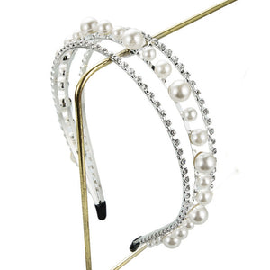 Rhinestone and Pearl Headband - Three Layer Multi Row - Dilly's Collections - Hair Beauty and Lifestyle Products Australia